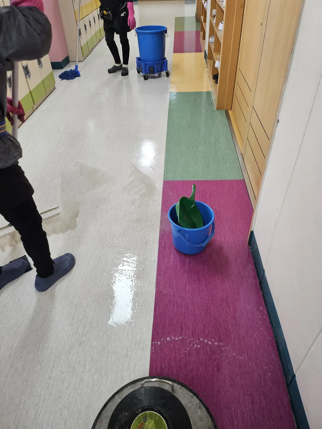 바닥 물걸레 마감 — 고성군 학교청소 현장